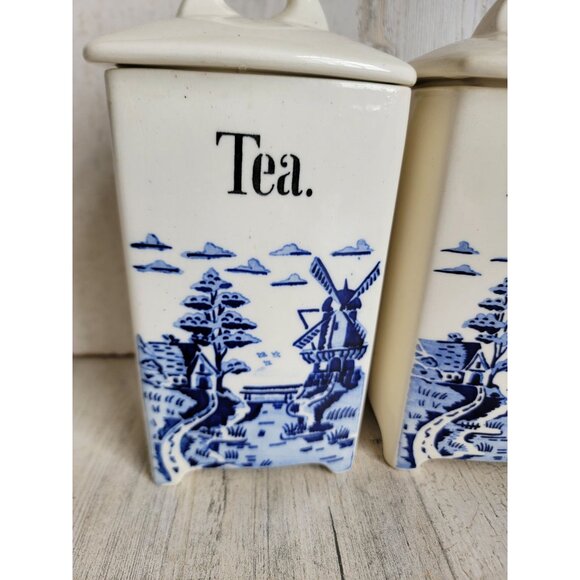 Vintage Germany tea barley jar container set Xmas decor windmill - Picture 2 of 9